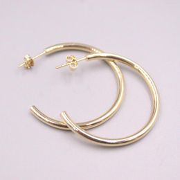 Hoop Earrings Real 18K Yellow Gold 32mm Diameter Big Open Circle Shape Stamp Au750 For Woman