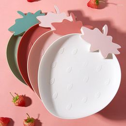 Plates Strawberry Shaped Fruit Tray Cute Treat Plate Snack Dry Household Plastic Serving