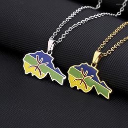 Choker Stainelss Steel Berbers Pendant Necklaces For Women Enamel Dropping Oil African Berber Necklace Jewellery Ethnic Gift