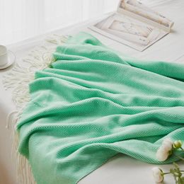 Blankets Soft Single Person Woven Jacquard Wave Herringbone Tassel Blanket Cover 2023