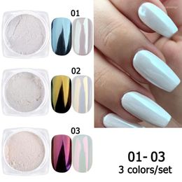 Nail Glitter 3Pcs/set Shell Pearl Powder White Fairy Chrome Art Pigment Moonlight Dust Decorations