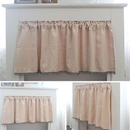 Curtain Half-curtain Blackout Pompom Balls Hem Short Rod Pocket Small Window For Kitchen Cabinet Cafe Door Drapes Home Decor