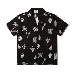 Men's Casual Shirts Men Oversize Hawaiian Beach Shirts Summer New Mens Vintage Skull Print Black Short Sleeve Shirt Chemise Homme Luxe Haute Qualite Z0224