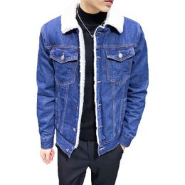 Men's Jackets 2023 Men Fashion Denim Autumn And Winter Black Jacket Thick Wool Coat Male Plus Velvet Size S-5XL 6XL