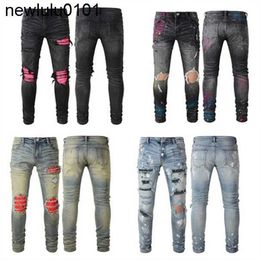 High Street Washed Jeans pants for women Embroidery pants Mens And Womens Oversize amirs Ripped patch hole Size Streetwear all year round