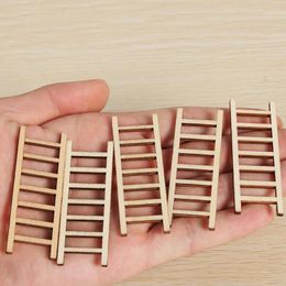 Decorative Figurines 5Pcs Miniature Wooden Ladder DIY Mini Micro Landscape Fairy Garden Ornament HandCraft Home Decor Gardening Supplies