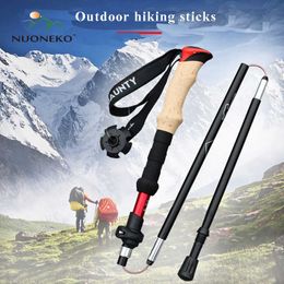 Trekking Poles NUONEKO Outdoor Retractable Defense Cane Nature Hike Equipmen Tourism Trekking Climbing Telescopic Stick Ski Poles CA09 J230224