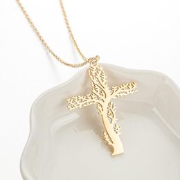 10PCS Tree of Life Cross Necklace Stainless Steel Christian Jesus Religious Crucifix Pendants Chain Choker Prayer Baptism Amulet Chokers Collar Jewelry