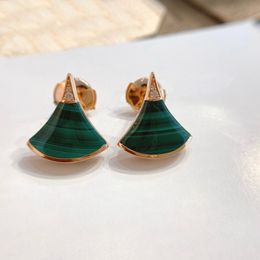 2023 Luxury quality Charm stud earring with malachite shell red agate have box stamp PS3519