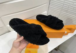 high quality woman leather slippers with box size 35-41 women wool slipper lady casual shoes Many Colours