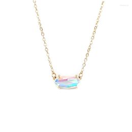 Choker Faceted AB Dichroic Crystal Inspired Stone Pendant Necklace For Women