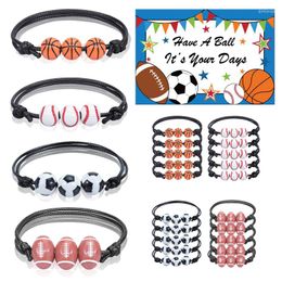 Charm Bracelets 5pcs Bracelet Sport Men Basketball Soccer Rugby Pendant Wristbands Handmade Adjustable Braided Black Rope 2023