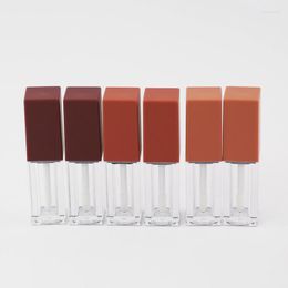 Storage Bottles Wholesale Custom Logo Makeup Lip Gloss Packaging Pumpkin Colour Square Tubes 5ml Empty Lipgloss Tube Bottle Container