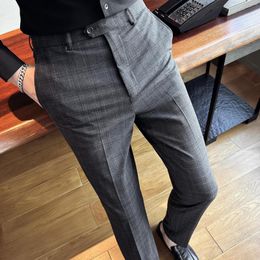 Men's Pants Plus Size Spring Summer Business Formal Wear Plaid Suit For Men Clothing 2023 Slim Fit Casual Straight Office Trousers