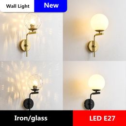 Wall Lamps 2023 Nordic Lamp Indoor El Minimalist LED Ball Lights Glass Bedroom Living Room Bedside