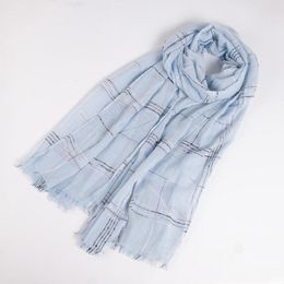 Scarves 2023 Women Cotton Linen Scarf Soft Long Lady Pashmina Shawl Tartan Plaid With Short Tassel Hijab Scaves/Shawls