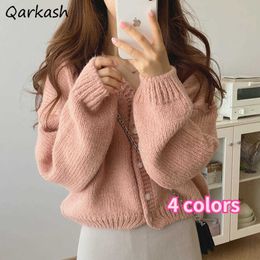 Women's Knits Tees Cardigan Women Sweater Autumn Cropped Colorful All-match Simple V-neck Warm Stylish Retro Ins Chic est Female Classic Cozy 230223