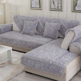 Chair Covers Plush Fabric Sofa Cover For Living Room Cushion Seat Slipcover Corner Towel Non-slip Winter Couch