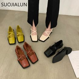 Dress Shoes SUOJIALUN 2022 Women Flat Fashion Square Toe Slip On Ladies Casual Ballet Soft Sole Shallow Female Ballerina Mujer 230224