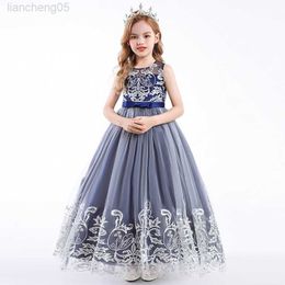 Girl's Dresses Tulle Prom Puffy Princess Dress For Girls Pageant Wedding Birthday Dresses Gala Luxury Clothes 4 To 10 Years Elegante Nia W0224