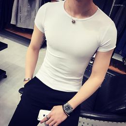 Men's T Shirts Solid Slim Fit Tee Shirt Homme Casual Simple Round Collar Short Sleeve Fitness T-Shirts Men Clothing Plus Size 10Colors