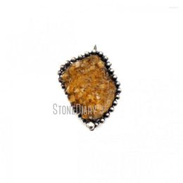 Pendant Necklaces PM42179 Healing Citrine Yellow Crystal Free Form Irregular Antique Silver Plated Boho Chic Jewellery