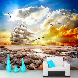 Wallpapers Custom 3D Mural Modern Sunset Nature Landscape Po Wall Paper Fresco For Living Room TV Sofa Background Decor Covering