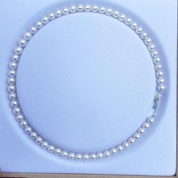 Chains On Sales 6.5-7.5mm Round Nature White Fresh Water Pearls Necklaces For Women Fine Birthday's Presents