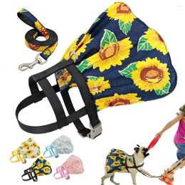 Dog Collars Flower Harness With Leash Set Printed Dress Clothes Nylon Adjustable Pet Floral For Small Medium Cats