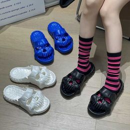 Slippers 2023 Summer Personalised Skull Slides Women Men Soft Eva Could Slipper Flat Unisex Beach Sandals Casual Couple Fun Flip Flops Y2302