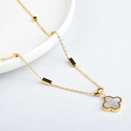 Live ins cool wind light luxury clover necklace female simple mud diamond snake bone chain design