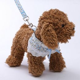 Dog Collars Breathable Mesh Small Pet Harnesses And Leash Set Cute Floral Lace Puppy Vest For Cat Safety Belt Chest Straps