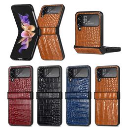 Shockproof Phone Cases for Samsung Galaxy Z Flip 4/3 Alligator Pattern PU Leather Protective Case