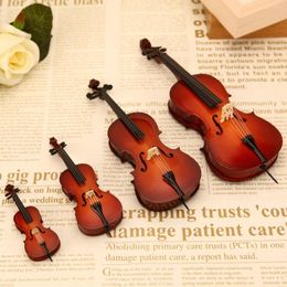 Decorative Figurines Mini Cello Miniature Wooden For Dollhouse Action Figures Dolls Musical Instruments Model Collection Ornaments
