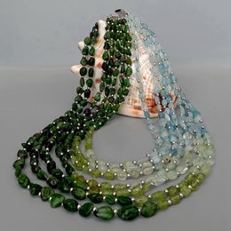 Chokers KKGEM 7 Strands Natural Diospside Prehnite Aquamarine Peridot Freefrom Statement Necklace Vintage style For women 230223