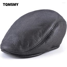 Berets TQMSMY Winter Men Women Casual Beret Hats Cap PU Leather Casquette Hat Add Velvet Sboy Ladies Visor TMC40