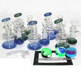 4.5 Inch Hookahs Mini Beaker Bongs Perc Oil Rigs Glass Bong 14mm Joint Water Pipes Green Blue Dab Rig With Bowl
