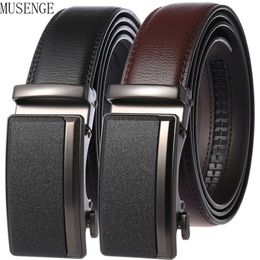 Belts Men's Belts Cowhide High Quality Metal Auto Buckle Grey Business Waist Strap Male Brown Ratchet Belt For Men Leather Straps Z0223