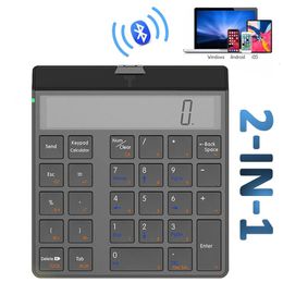 Markers Keyboards Numeric Keyboard Calculator 2 in 1 With LCD Display Number Keypad Bluetooth Wireless Electronic 12 Digits 230224