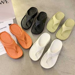 Slippers New Thong Flip Flops Women Platform Summer 2022 Thick Sole Beach Pillow Slides Clip Toe Arch Support Wedges Sandals Y2302