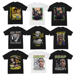 Men's T-Shirts Rapper ASAP Rocky Graphic Aesthetics T-shirts Hip Hop Cotton Short Sleeve Loose Casual Couple T-Shirt Harajuku Streetwear Tshirt L230224