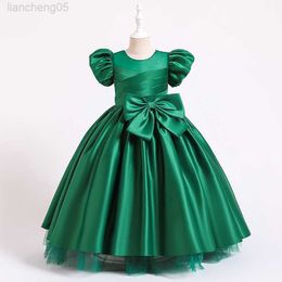 Girl's Dresses 2022 Bowknot Kids Dresses For Party Wedding Dress Children Pageant prom Gown Gorgeous Girls Princess long Dress Girl Clothing W0224