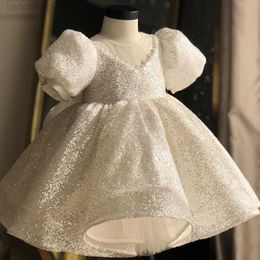 Girl's Dresses Summer Sequin Big Bow Baby Girl Dress 1st BirTHday Party Wedding Dress For Girl Princess Evening Dresses Kid CloTHes W0224