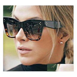 Sunglasses Frames Wholesaleladies Retro Rivet Cat Eye Women Fashion Esign Vintage Oversized Big Frame Sun Glasses For Female Drop De Dh9Ob