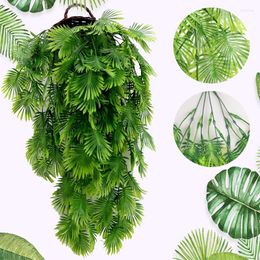 Decorative Flowers Persian Fern Leaves Vines Artificial Palm Leaf Simulated Fake Plants Hanging For Home Bathroom Garden Wedding Party Decor