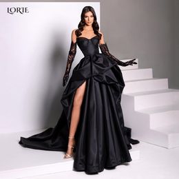 Party Dresses LORIE Sexy Black Swan Off Shoulder Prom Party Gowns Side Split Puffy Skirt Evening Dance Dresses Princess Luxury Cocktail Dress 230223