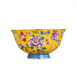 Bowls Gold Painting Ten Thousand Flower Enamel Rice Bowl Noodle Household Single High Foot Anti-Scald Chinese Court Jingdezhen