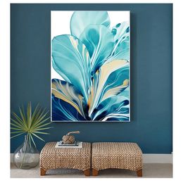 Wall Art Poster Canvas Painting Poster Print Wall Art Pictures Living Room Decoration Flower Big Leaf Splash Abstract Woo