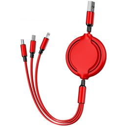 USB 3 in 1 retractable Stretch cable convenient storage charging cables Data line For Android Type C moblie Cords Data