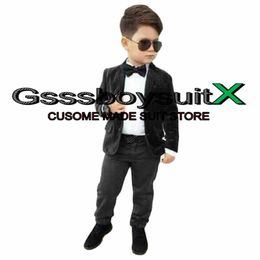 Set di abbigliamento BAMBINI RAGAZZI Abito 2 pezzi Slim fit Velluto verde Abiti da sposa Abiti da sposo Smoking Set giacca blazer per bambini su misura